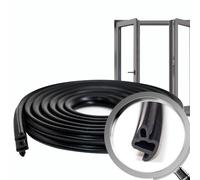VARGORT Burlete de aluminio para ventana y puerta S-1150 negro, junta de goma, 5 m