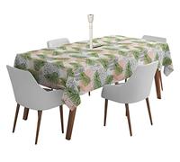 Vargottam Mantel Interior/Exterior 58X82 Pulgadas Rectángulo Mantel con Agujero De Paraguas Y Cremallera- Manteles De Patio Impermeables- Cubiertas De Mesa para Mesa De Patio Trasero - Multicolor3