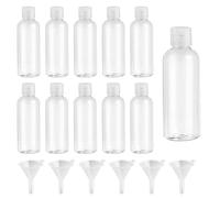 VARHHUXHA 11 Pcs Botes Viaje Rellenables 100ml, Frascos Viaje Avion 100ml, Botellas de Viajes Avion Vacías Plastico Transparentes para Champú, Lociones, Cosméticos y Vacaciones, con 6 Embudos