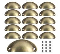 VARHHUXHA 16 Manijas de Copa Vintage para Cajón de Muebles, con Tornillos, Pomos y Tiradores de Puerta de Armario de Cocina Retro Semicírculo(amarillo retro)