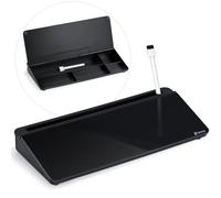 Varhomax Pizarra blanca de cristal con almacenamiento y lista de tareas, pizarra para escritorio, soporte para teclado, organizadores