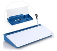 Varhomax - Pizarra blanca de vidrio para escritorio con almacenamiento, pizarra blanca de borrado en seco con organizador de escritorio para lista de tareas y notas para suministros de oficina y