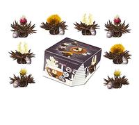 Variaciones de flores de té de Creano en exclusivo formato par taza “Té Floreciente Teelini” en set degustación / 8 flores de té en 4 variedades diferentes (té negro)
