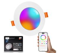 VARICART Downlight LED Techo Empotrable Alexa, 10W RGB Blanco Frío a Cálido 2700K-6000K Ojos de Buey Led para Techo, Smart Foco Empotrable Bluetooth, Control Inteligente con Aplicación, Pack de 1