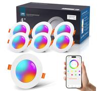 VARICART Downlight LED Techo Empotrable Alexa, 10W RGB Blanco Frío a Cálido 2700K-6000K Ojos de Buey Led para Techo, Smart Foco Empotrable Bluetooth, Control Inteligente con Aplicación, Pack de 6