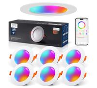 VARICART Downlight LED Techo Empotrable Alexa, 7W RGB Blanco Frío a Cálido 2700K-6000K Ojos de Buey Led para Techo, Smart Foco Empotrable Bluetooth, Control Inteligente con Aplicación, Pack de 6