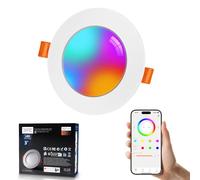 VARICART Downlight LED Techo Empotrable Alexa, 7W RGB Blanco Frío a Cálido 2700K-6000K Ojos de Buey Led para Techo, Smart Foco Empotrable Bluetooth, Control Inteligente con Aplicación, Pack de 1