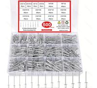 Variedad de 500 remaches ciegos de aluminio perfectamente empaquetados para una organización simple