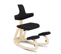 Varier Thatsit Natural/Negro Silla Ergonómica de Rodillas Ajustable con Respaldo y Estructura de Haya para Postura Activa - Garantía de Calidad 10 Años