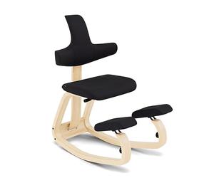 Varier Thatsit Natural/Negro Silla Ergonómica de Rodillas Ajustable con Respaldo y Estructura de Haya para Postura Activa - Garantía de Calidad 10 Años