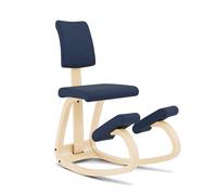 Varier Variable Plus Silla Ergonómica de Rodillas con Respaldo Natural/Azul - Silla de Oficina con Diseño Escandinavo, Postura Activa y Comodidad - Garantía de 10 Años