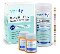 Varify 17 in 1 Complete Drinking Water Test Kit - 100 Strips + 2 Bacteria Tester Kits - Well, Tap, Home, City Water Testing Strip for Lead, Alkaline, Chlorine, Hardness, Iron, Fluoride, Copper & More