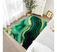 VARIKASHOM Alfombra antideslizante para sala de estar, dormitorio, lavable, para mesita de noche, abstracto, moderno, con patrón de mármol verde, amarillo, verde, 150 x 180 cm