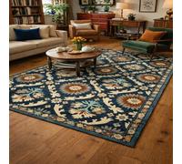 VARIKASHOM - Alfombra de entrada, alfombra de pelo Ras, diseño moderno para sala de estar, dormitorio, niña, adolescente, diseño floral vintage, azul, rojo, amarillo, blanco, gris, 80 x 160 cm