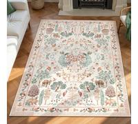 VARIKASHOM - Alfombra de gran tamaño, decoración para salón, cama o dormitorio, moqueta, decoración moderna bajo tocador de flores coloridas, color beige, 160 x 230 cm