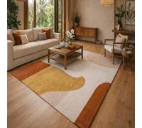 VARIKASHOM Alfombra decorativa para sofá, dormitorio, salón, pasillo, cocina, moderno patrón geométrico abstracto en naranja, amarillo y blanco, 110 x 180 cm