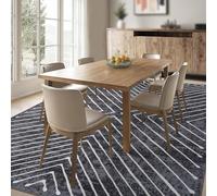 VARIKASHOM Alfombra lavable para decoración de salón, dormitorio, comedor, cocina, moderno patrón geométrico a rayas, color negro, 150 x 180 cm