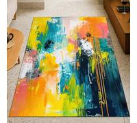 VARIKASHOM Alfombras extragrandes para sala de estar, dormitorio, decoración del hogar, alfombras estéticas, abstractas, modernas, amarillas, verdes, azules, naranjas, rojas, blancas y negras, 200 x