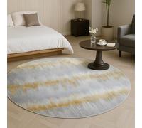 VARIKASHOM Alfombras redondas para decoración del hogar, abstracto, moderno, gris, blanco, amarillo, gris, redondo, 80 cm, lavable, alfombra interior para entrada y dormitorio