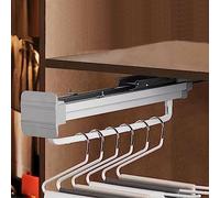 Varilla de armario extensible de extracción, porta colgilla de vestuario retráctil de 45 kg, estante de pantalones ajustables de acero enrollado frío, amortiguación de riel de ropa de deslizamiento