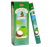 Varilla de incienso Hem, hexa de coco, 6 paquetes x 20 varillas = 120 varillas