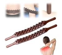 Varilla de masaje linfático de madera Gua Sha, herramientas de madera manual de madera, masajeador de raspado manual, doble fila de 35 cuentas, herramientas Gua Sha para espalda y alivio del dolor (2