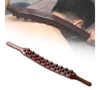 Varilla de masaje linfático de madera Gua Sha, herramientas de madera manual de madera, masajeador de raspado manual, doble fila de 35 cuentas, herramientas Gua Sha para espalda y alivio del dolor (1