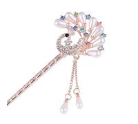 Varilla de pelo china con flores de diamantes de imitación de metal, horquilla, horquilla, vintage, elegante, brillante, diamantes de imitación, palillos para el pelo, elegantes tocados de moda