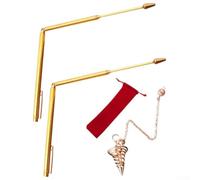 Varilla de radiestesia de cobre 99.9% con diseño en forma de L para búsqueda de tesoros y herramientas de búsqueda de agua, varillas retráctiles de detección de metales, colgante de péndulo incluido