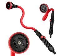 Varilla de riego flexible para jardín de 73 cm, 10 funciones de pulverización y cabezal giratorio de 360°, alcachofa de jardín con control de flujo, varilla para macetas, regadera para riego y