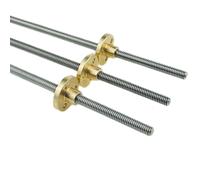 Varilla roscada de acero inoxidable, 1 pieza de acero inoxidable T5 for impresora 3D, rosca de 5 mm, paso de 1/2/4 mm, 150/200/300/500/550/800/1000 mm, varilla trapezoidal con tuerca de latón.