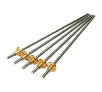 Varilla roscada de acero inoxidable, 1 pieza for impresora 3D T6, paso de 1 mm, 1 mm/2 mm/4 mm/6 mm, 100 mm, 150, 200, 250, 300, 350, 400, 450, 500, 550 mm, varilla trapezoidal con tuerca de cobre.