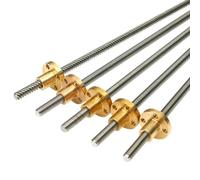 Varilla roscada de acero inoxidable, 1 pieza T6 for impresora 3D, paso de 2 mm, longitud de 12 mm, 100 mm-1000 mm, tornillo trapezoidal de acero inoxidable con tuerca de cobre.