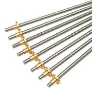 Varilla roscada de acero inoxidable, 1 pieza T8 for impresora 3D, paso de 2 mm, longitud de 4 mm, 80 mm ~ 500 mm, varilla trapezoidal con tuerca de cobre.