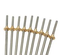 Varilla roscada de acero inoxidable, 1 pieza T8 for impresora 3D, paso de 2 mm, varilla trapezoidal de 8 mm con tuerca de cobre, longitud de 80 mm a 500 mm.