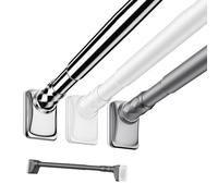 Varilla telescópica ajustable de 70-500 cm, diámetro de 25 mm, montaje a presión sin taladro, ideal para ventanas, baños, dormitorios, fácil instalación, uso versátil (blanco, 2,1 m)
