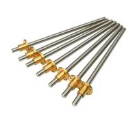 Varilla trapezoidal for impresora 3D, tornillo de avance T12, paso de 2 mm, 8 mm, 10 mm, 12 mm y 14 mm, de acero inoxidable, con tuerca de cobre, 100-500 mm, 1 unidad.(Pitch 2 Lead 8mm,450mm)