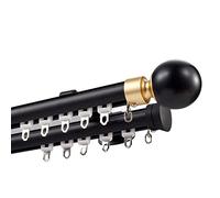 Varillas ajustables de 100 a 600 cm, riel de pared con remates de bola redonda y accesorios de instalación, color negro, ideal para separadores de habitaciones y decoración del hogar (300 cm)