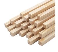 Varillas cuadradas de madera, 20 varillas de madera cuadradas de 1/2 x 12 pulgadas, varillas de madera para manualidades, palos de madera dura sin acabar, tiras de madera para carpintería,