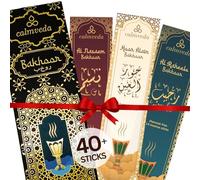 Varillas de incienso árabe Oud Bakhoor - 3 variantes, más de 40 inciensos árabes cálidos como Al Nasaem, Hoor Alain y Al Raheeb Oud Bukhoor | Regalos islámicos perfectos o regalos de Eid