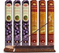 Varillas de incienso de lavanda preciosa y varillas de incienso de sándalo de Chandan con soporte de incienso para decoración espiritual y fragancia del hogar