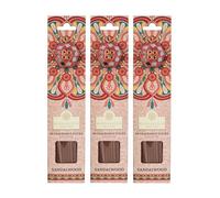 Varillas de incienso de sándalo, 26 cm, juego de 3, yoga y meditación | Incienso de sándalo en tres cajas: varillas enrolladas a mano según la tradición, con aroma intenso para yoga y meditación.