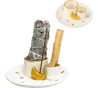 Varillas de Incienso multifuncionales, portavelas de Madera, Salvia, Palo Santo e Incienso, para aromaterapia, meditación (Flower)