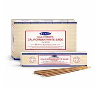 Varillas de Incienso, Original Enrollado a Mano de la India, meditación y relajación, Contiene 12 Cajas de Varillas de 15 g (180 Varillas en Total) (Californian White Sage)