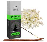 Varillas de Jazmín Simply Vedic 250 Gramos (Approx. 135 Varillas Premium + Soporte) | Dura 60 Minutos, Ideal para oraciones, aromaterapia