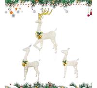 Varillas decorativas navideñas: 46 × 21 × 1 cm, reno luminoso, 3 piezas de varilla festiva para exteriores | Construcción de hierro resistente a la intemperie, palabra clave de cola larga, decoración