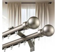 Varillas dobles de aleación de aluminio para montaje en pared, sistema de riel silencioso Functali gris, 3,6 m, para un agarre suave