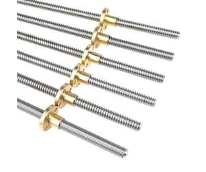 Varillas roscadas y husillos, Tornillo de avance de acero inoxidable T8 304 for impresora 3D trapezoidal de 100-550 mm con tuerca(Lead 20mm,500mm with nut)