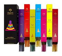 Varillas Simply Vedic Premium Luxe Series | 7 fragancias (175 Varillas) - Lavanda, sándalo, jazmín, pachulí, Rosa, Vainilla y Templo Indio | con Soporte