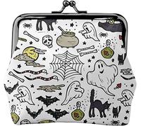 Varios elementos de Halloween monedero de cuero para mujer, pequeña bolsa de cambio con cierre de cierre de beso hebilla cartera para regalo de niña, Como se muestra en la imagen, Talla única,